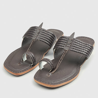 Brown Handstitched Leather Kolhapuri Men Slipper
