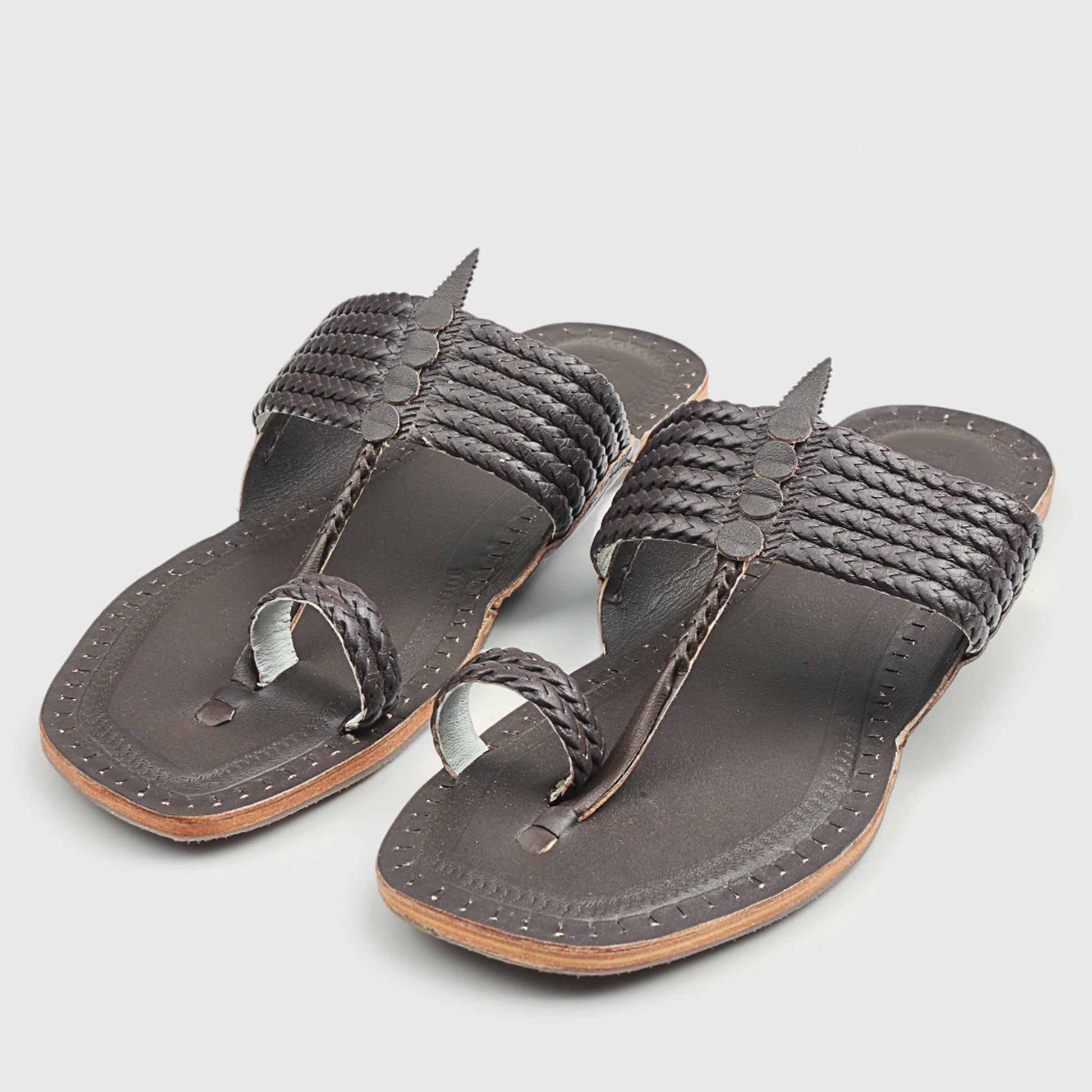Brown Handstitched Leather Kolhapuri Men Slipper