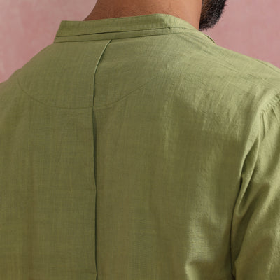 trueBrowns Men's Green Cotton Shirt