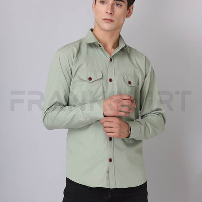 Frankshirt Double Pocket Pista Solid Tailored Fit Cotton Casual Shirt for Man