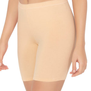 Smooth Mid-thigh Cotton Shortie Liner (Pack of 2) - Black-Nude