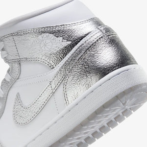 Jordan | AIR JORDAN 1 MID SE  { WHITE/METALLIC SILVER-WOLF GREY