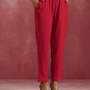 trueBrowns Red Cotton Dobby Co-ord set