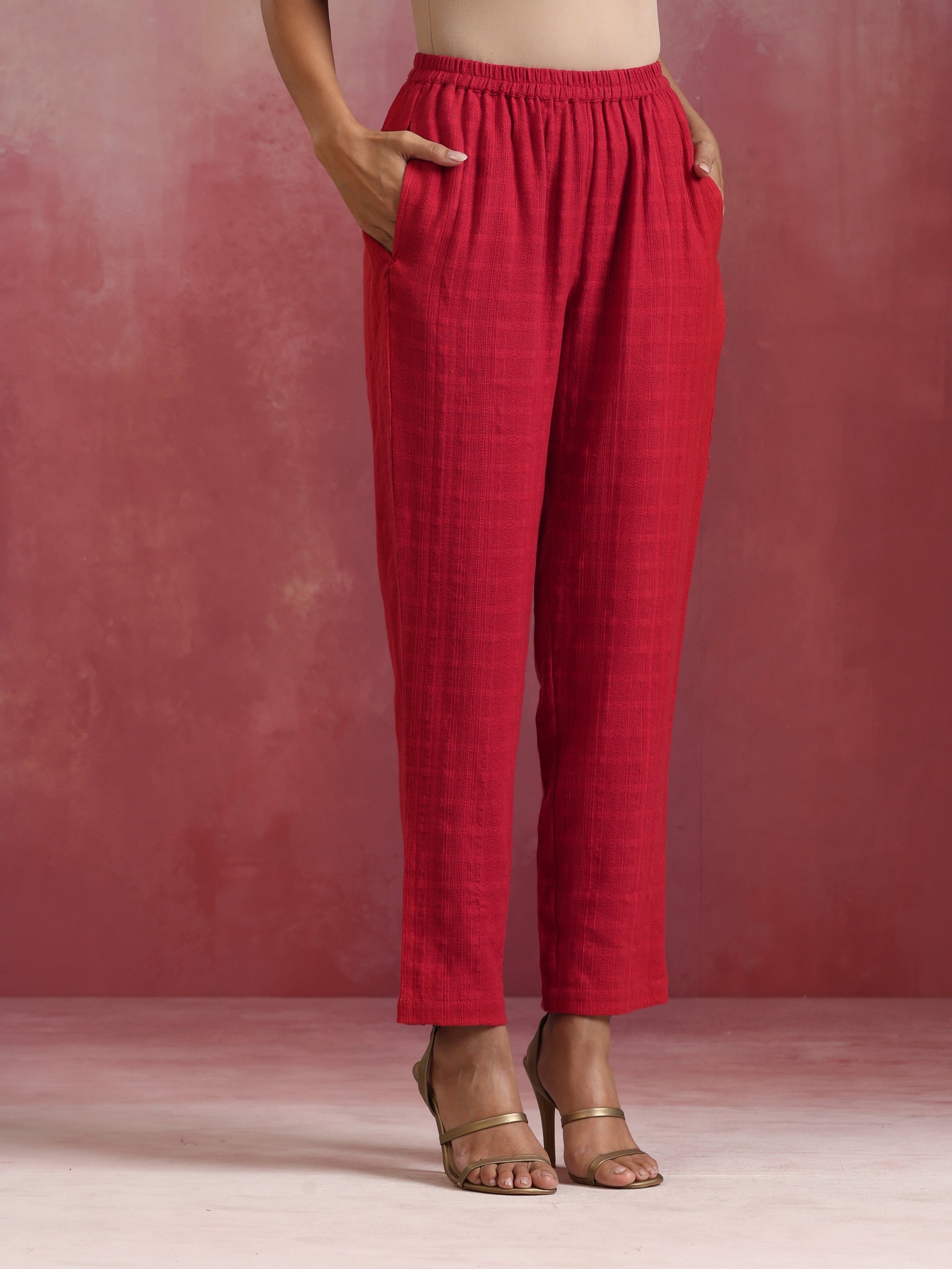 trueBrowns Red Cotton Dobby Co-ord set