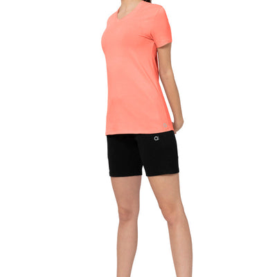 Energize Short Sleeve V-Neck Active T-Shirt - Coral Almond