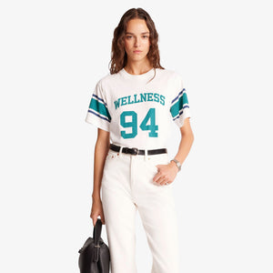 SPORTY & RICH | WELLNESS 94 RUGBY TEE { WHITE/ALPINE/NAVY