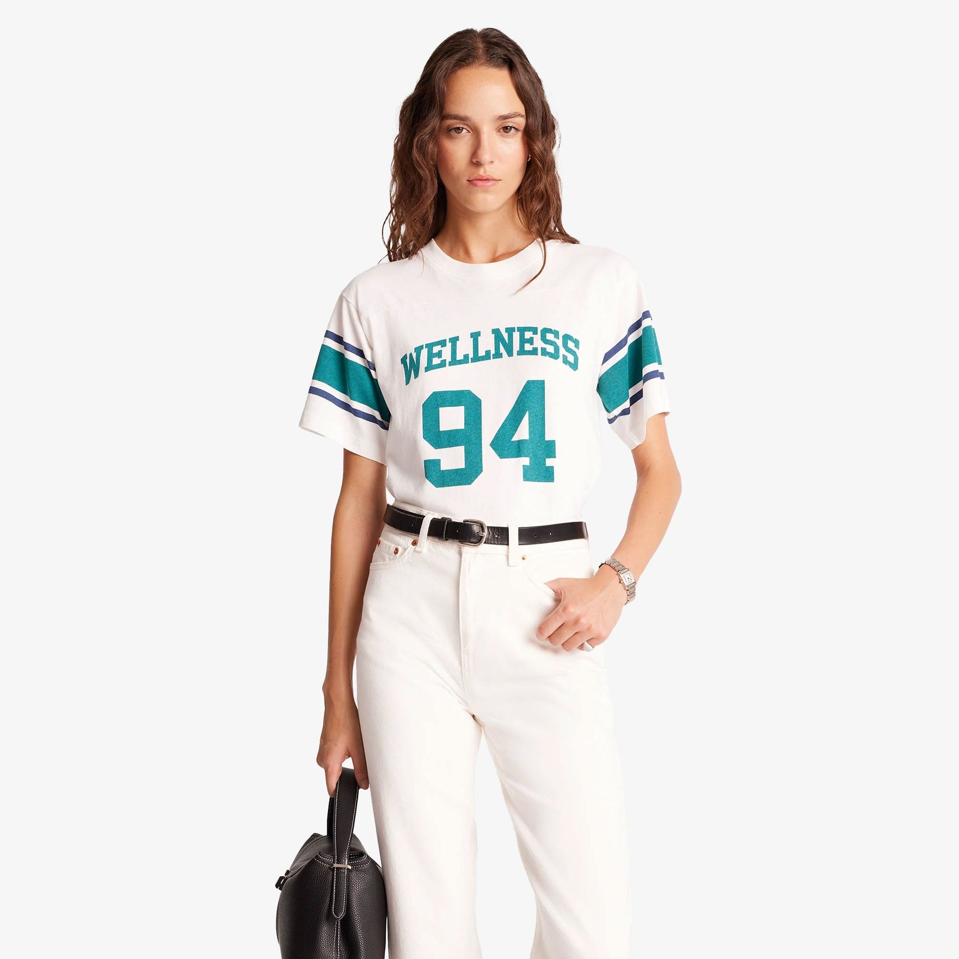SPORTY & RICH | WELLNESS 94 RUGBY TEE { WHITE/ALPINE/NAVY