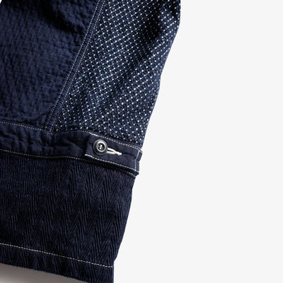 FDMTL | PATCHWORK 3RD JACKET RINSE  { INDIGO