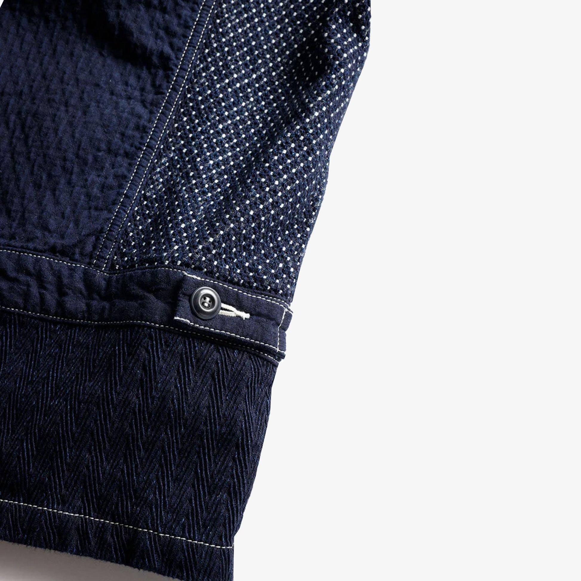 FDMTL | PATCHWORK 3RD JACKET RINSE  { INDIGO