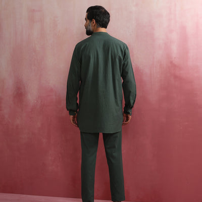 trueBrowns Men's Green Cotton Co-ord set