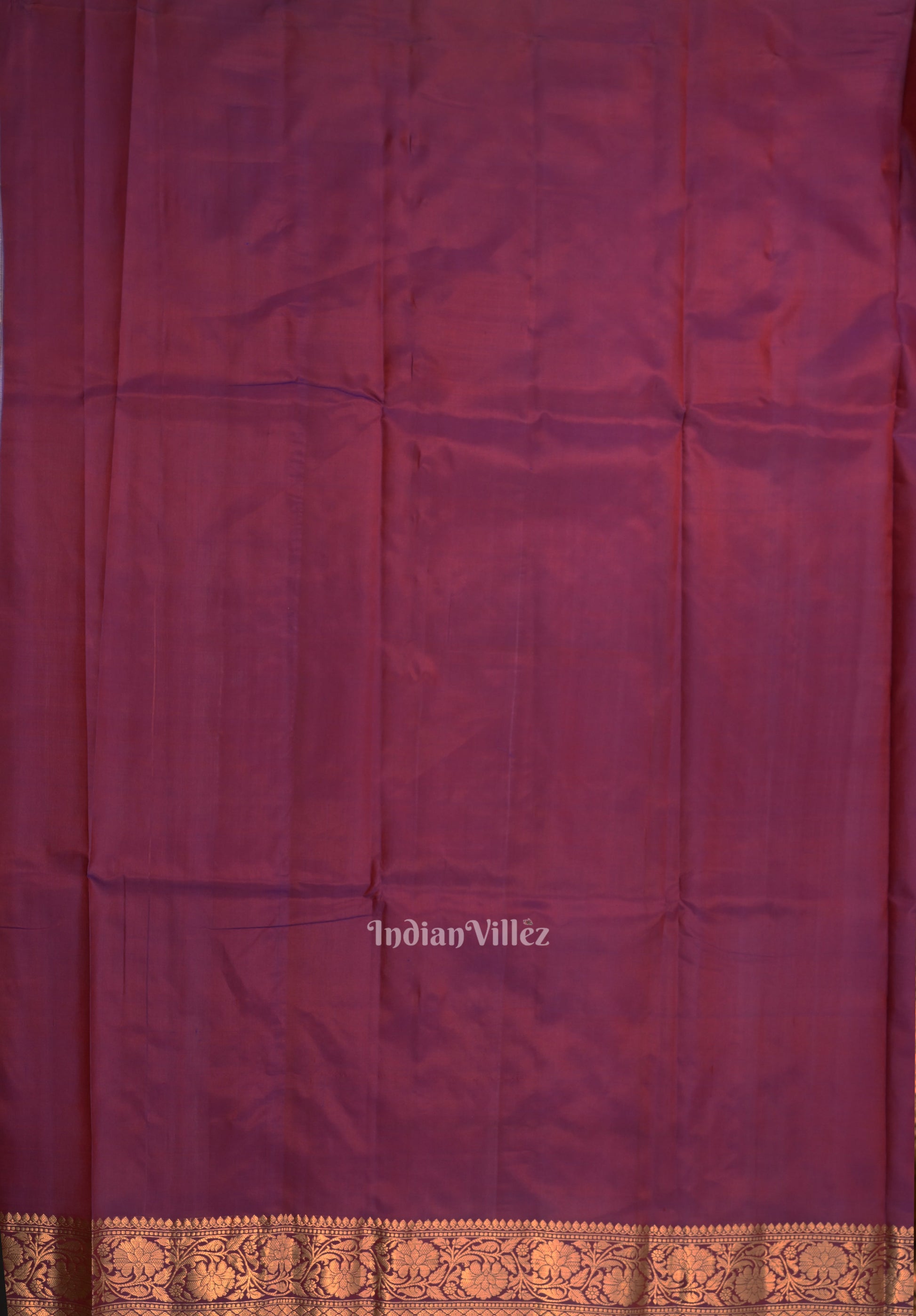 Purple Dual Tone Floral Motif Designer Katan Banarasi Silk Saree