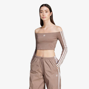 Adidas Originals | ADICOLOR OFF SHOULDER LONG SLEEVE TEE { TRACE BROWN