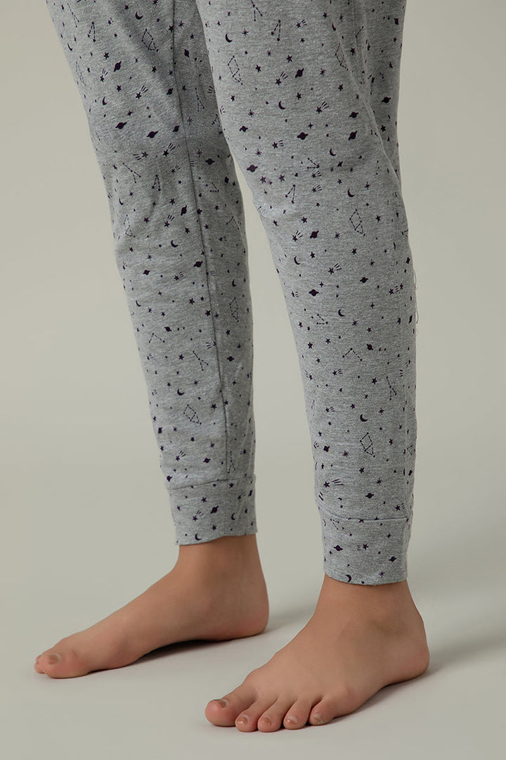 Sleep Joggers Set - Grey Melange Print