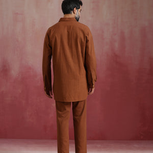 trueBrowns Men's Brown Cotton Co-ord set