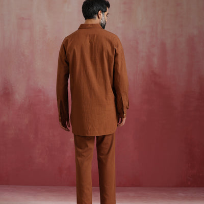 trueBrowns Men's Brown Cotton Co-ord set