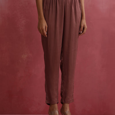 trueBrowns Brown Modal High low Kurta Set