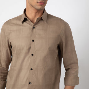 Self-Checkered Semi-Formal Shirt