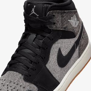 JORDAN | AIR JORDAN 1 MID SE V2 { BLACK/BLACK-SAIL-GUM MED BROWN