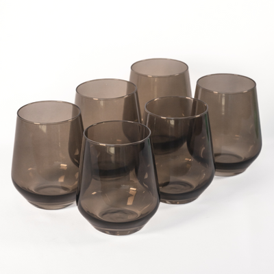 Estelle Colored Wine Stemless - Set of 6 {Gray Smoke}