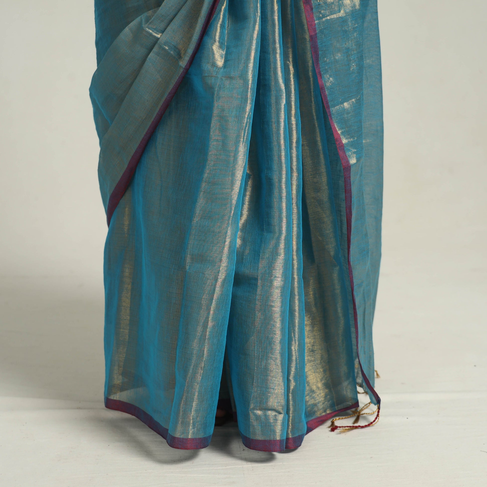 Blue - Bengal Fine Tissue Zari Saree 01