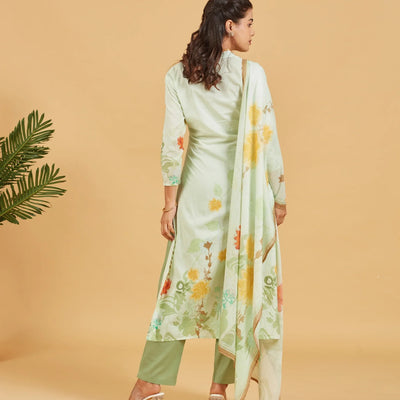 Pastel Green  Kurta Set With Printed Dupatta