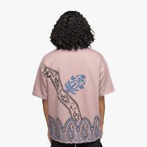 F A R A K | MAUVE BLOCK PRINTED T-SHIRT { PINK/PINK