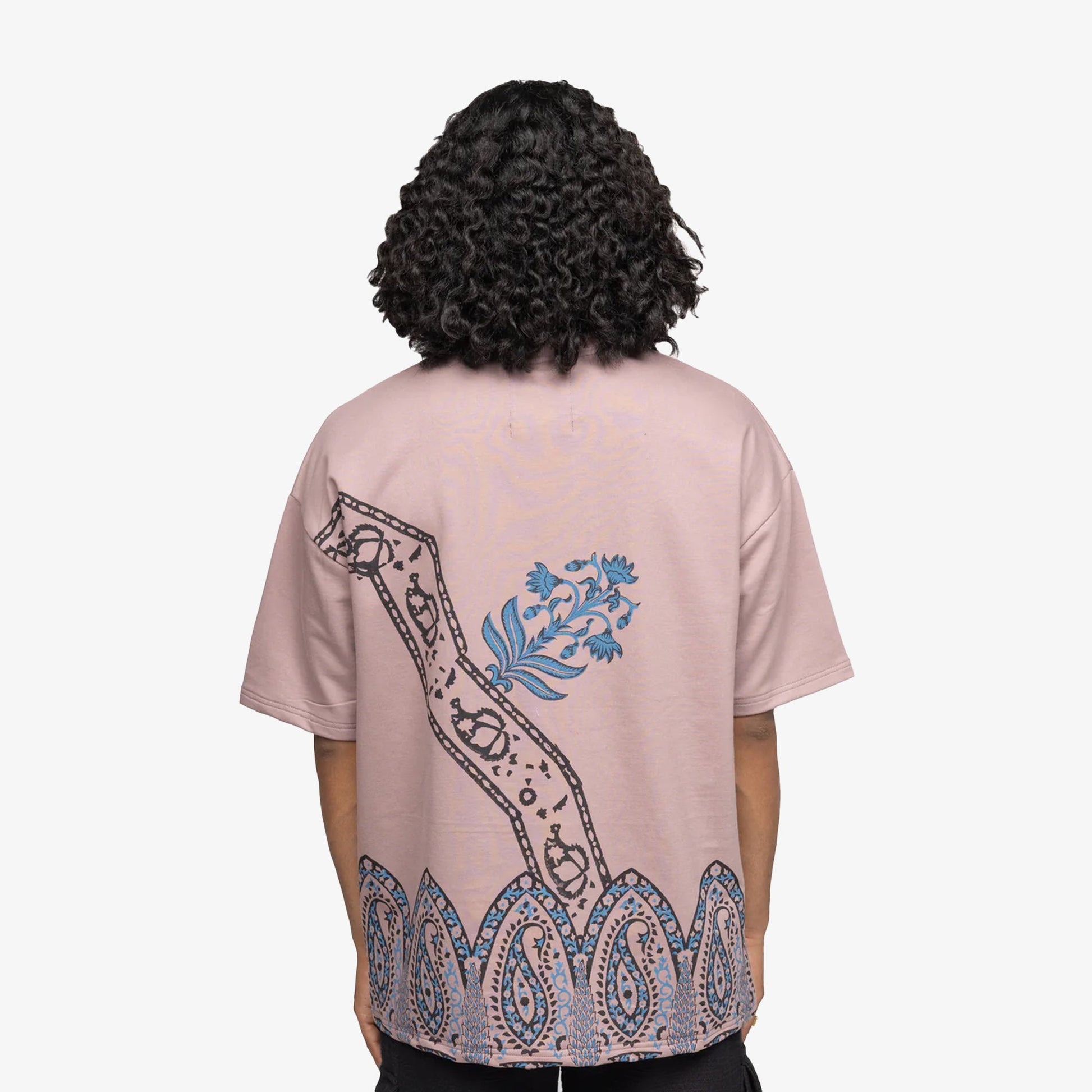 F A R A K | MAUVE BLOCK PRINTED T-SHIRT { PINK/PINK