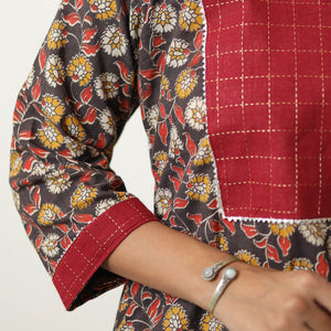 Black - Straight Cotton Kalamkari Kurta 05