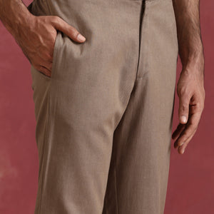 trueBrowns Men's Beige Cotton Co-ord set