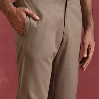 trueBrowns Men's Beige Cotton Co-ord set
