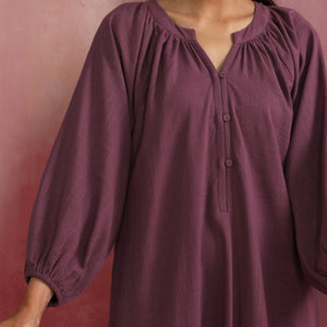 trueBrowns Light Purple Cotton Dobby Dress
