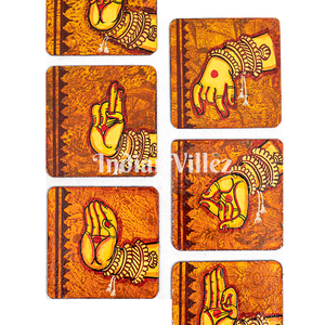 Mudra Pattachitra Hand-Painted Tray Coaster Set