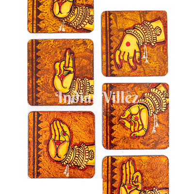 Mudra Pattachitra Hand-Painted Tray Coaster Set