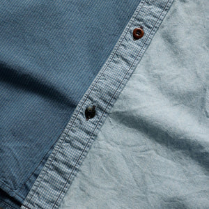 FDMTL | PATCHWORK S/S SHIRT 3YR WASH  { INDIGO