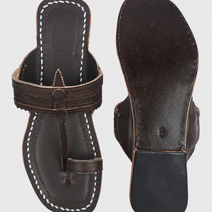 Brown Handstitched Leather Kolhapuri Women Slipper
