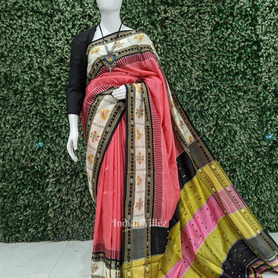 Pink Odisha Ikat Kathiphera Khandua Silk Saree