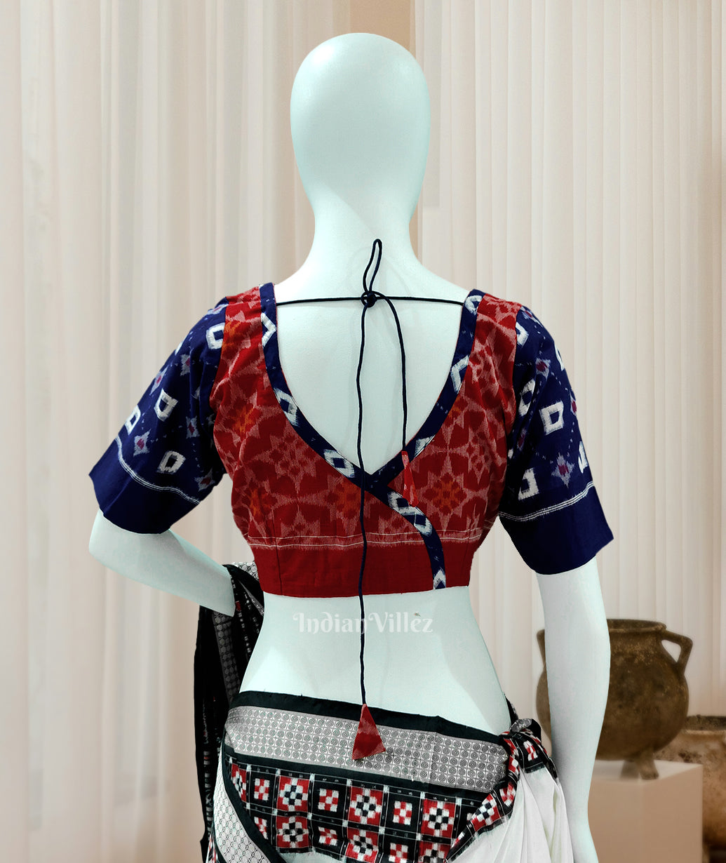 Violet Red Pasapali Odisha Ikat Sambalpuri Cotton Blouse