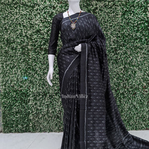 Black Odisha Ikat Contemporary Silk Saree