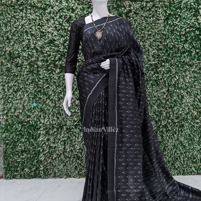 Black Odisha Ikat Contemporary Silk Saree