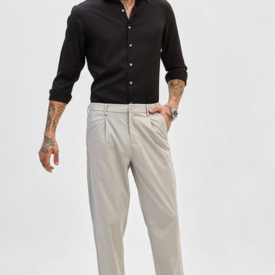 Cream Slim Fit Trousers