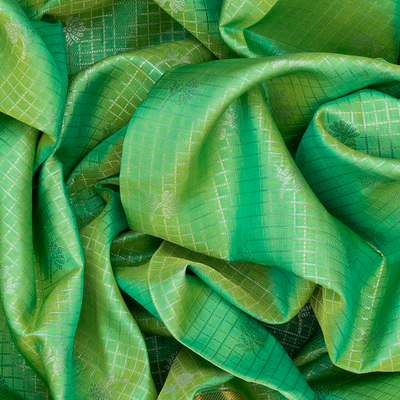 Aquamarine Handloom Chirala Soft Silk Saree With Checks-Aquamarine