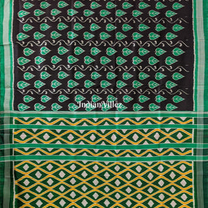 Black With Green Odisha Ikat Contemporary Silk Saree