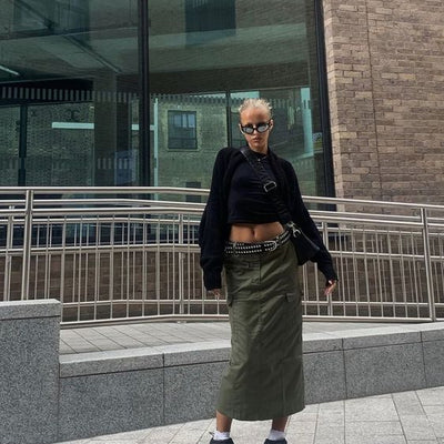 Denim Cargo Skirt