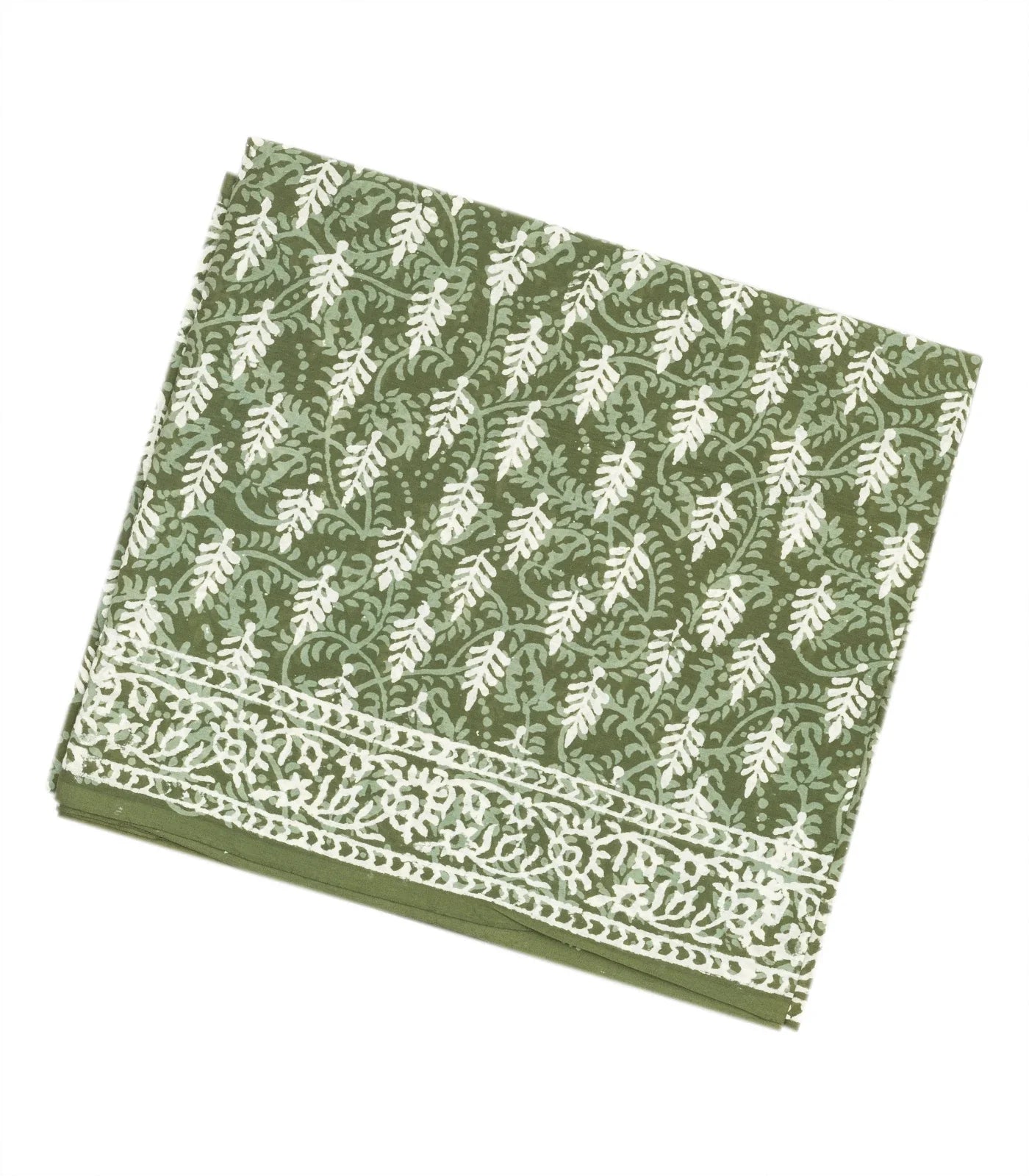 Sage Green Woven Jaipur Cotton Saree Printed With Cream Floral Motifs