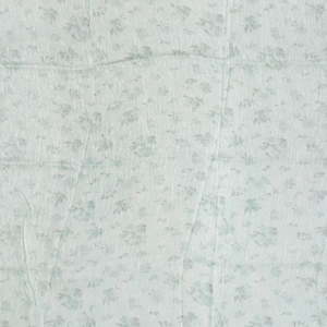 Turquoise Handloom Linen Saree With Printed Floral Motifs