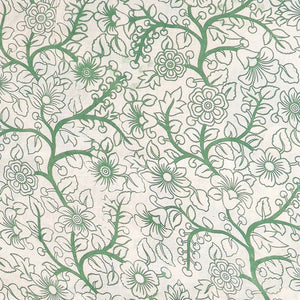 Green geometric machine-printed kalamkari cotton saree, diamond border & God Krishna Radha motifs pallu