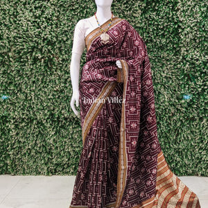 Coffee Color Crabs Design Contemporary Silk Saree