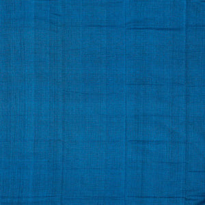 Blue Mangalagiri Cotton Saree With Checks & Contrast Zari Border