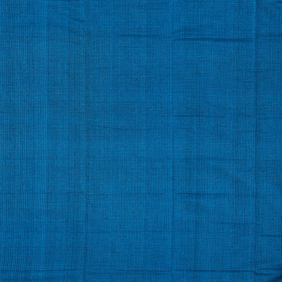 Blue Mangalagiri Cotton Saree With Checks & Contrast Zari Border