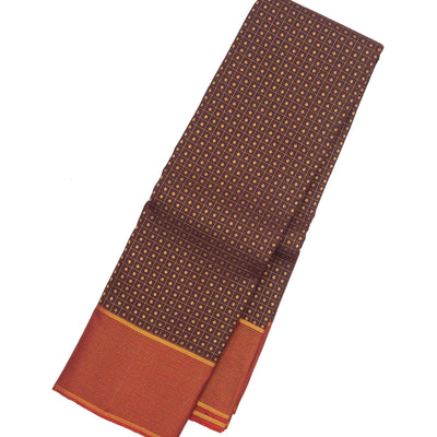 Maroon Handloom Kanchipuram Silk Saree With Checks & Diamond Motifs